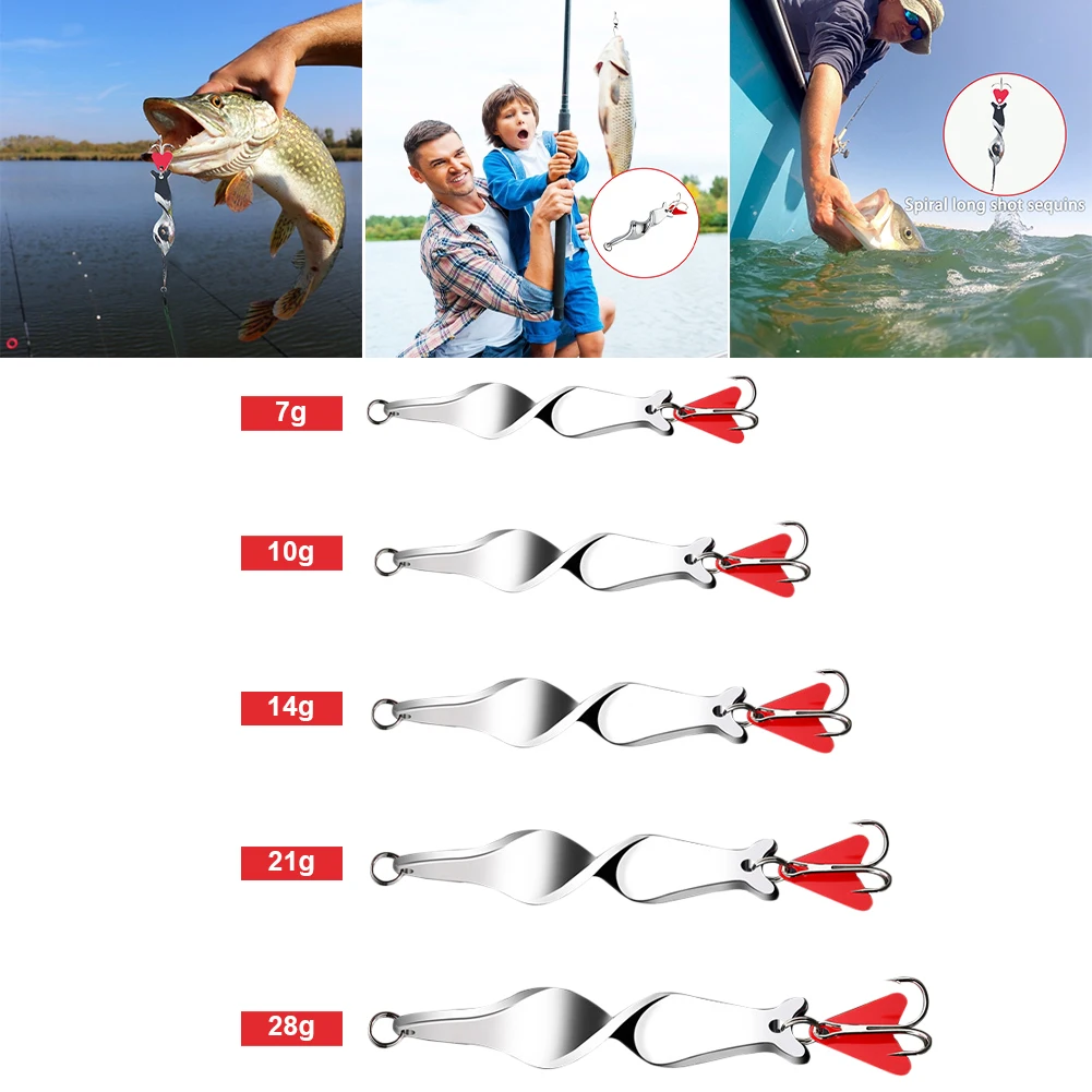

7g /10g /14g /21g/ 28g Rotating Spinner Fishing Lure Metal Spoon Hard Baits for Trout Pike Pesca Peche Treble Hook Tackle