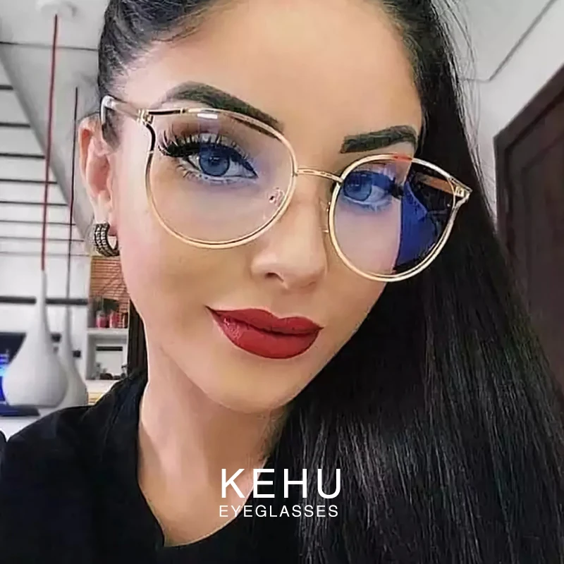 KEHU модные круглые очки женские высококачественные серьги из сплава оправа без рецепта очки UV400 линзы для путешествий женские очки KE56