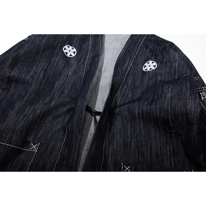 Куртка-кимоно Techwear Мужская кардиган на молнии ветровка в стиле ретро Хай-стрит