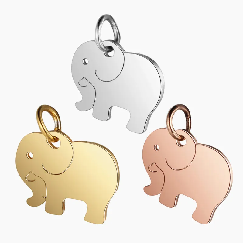 5 шт./лот простые подвески из нержавеющей стали полированный кулон в виде слона