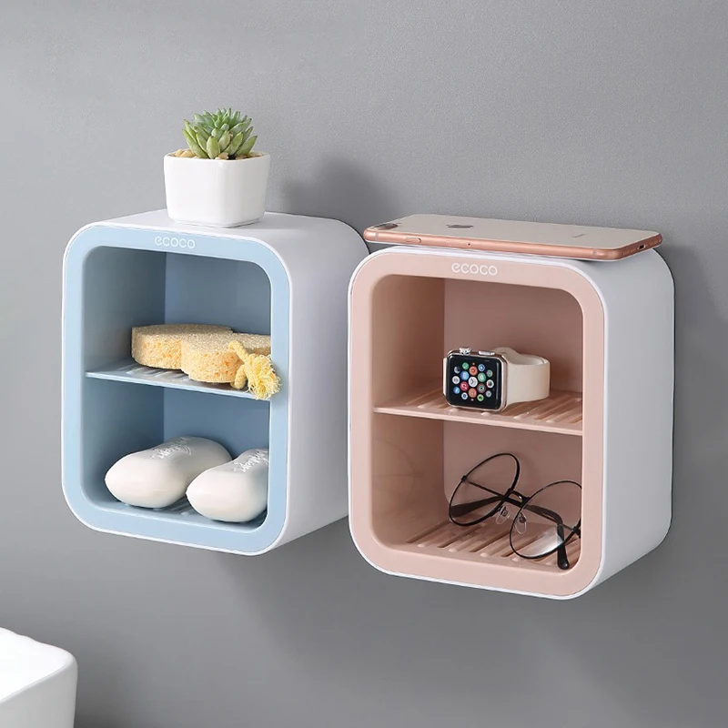 ecoco portable soap dishes for a bathroom wall mounted soap holder organizer plastic double storage rack bathroom accessories free global shipping