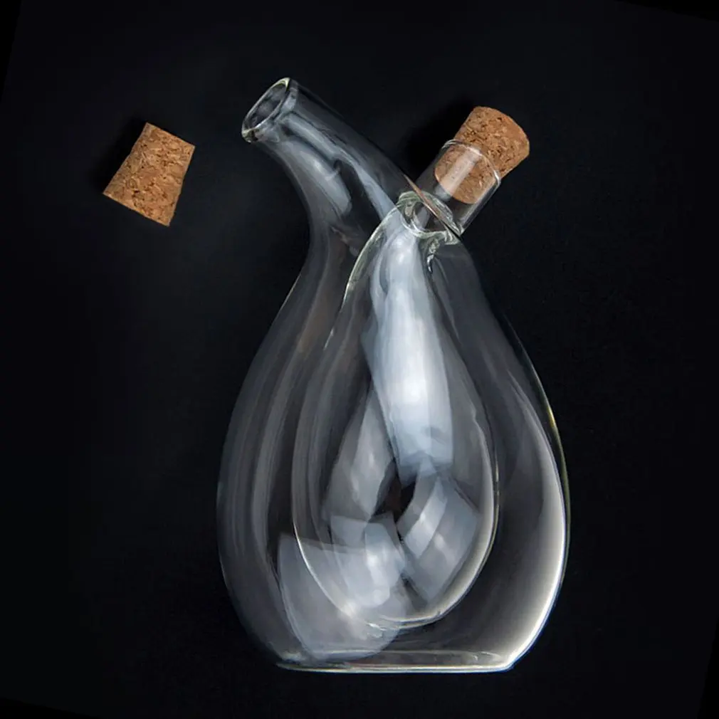 

Double Layer Sauce Oil Bottle 2 In 1 Vinegar Glass Bottle Condiment Seasoning Sealed Kitchen Storage Bottles Jars