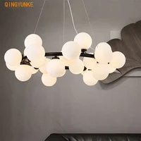 Modern Nordic G4 Led Chandelier Style White Glass Ball Lamp For Living Room Kitchen Lighting Decoration Home Ceiling Fixtures