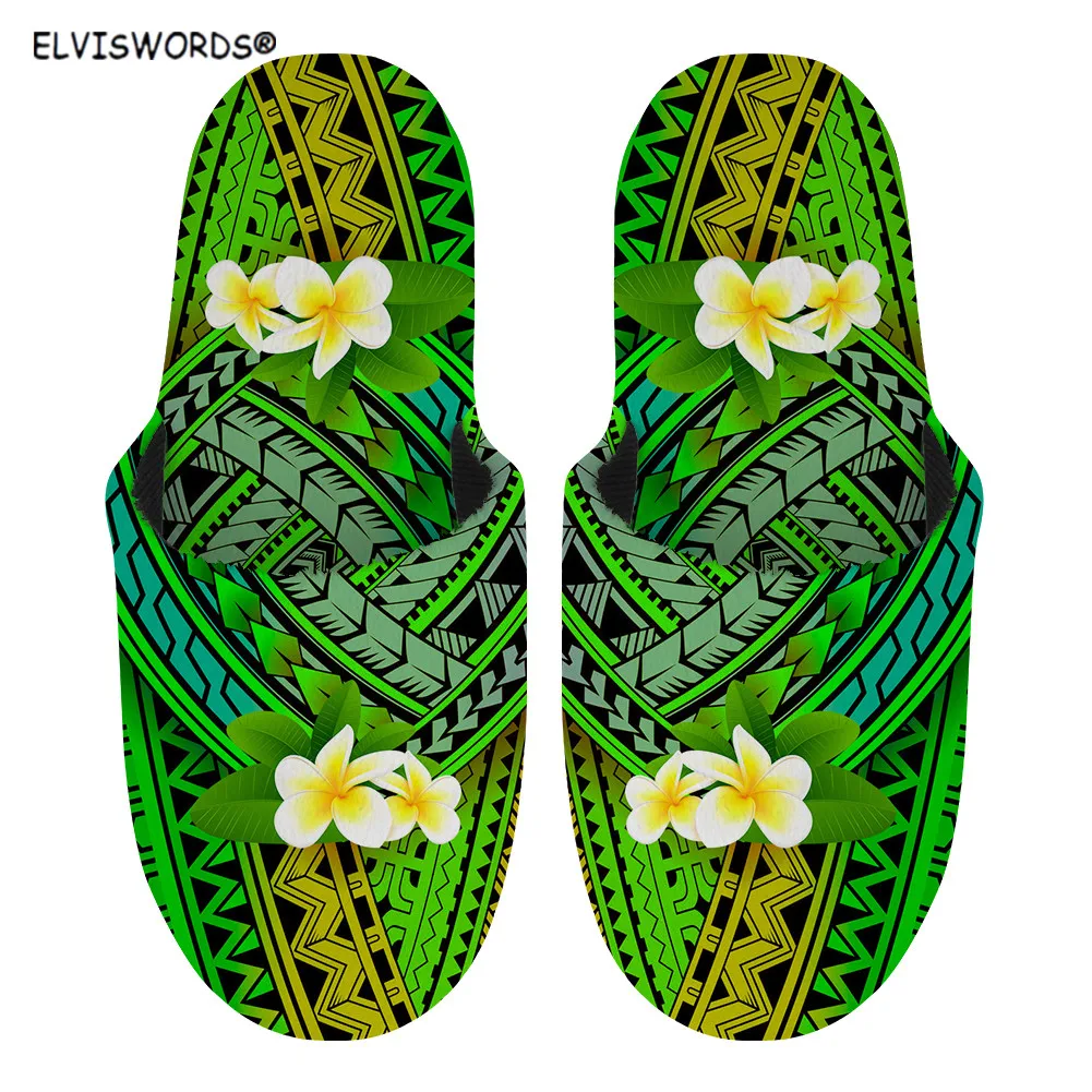 

Сланцы ELVISWORDS для женщин, полинезийские мягкие тапочки для дома, с принтом французской пасты, без застежки, короткая плюшевая обувь для женщи...