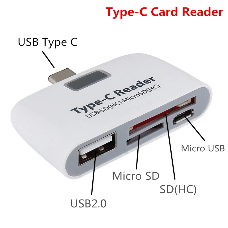 Многофункциональный Micro USB адаптер для карт памяти Kebidumei 4 в 1 TF SD OTG кардридер Type C