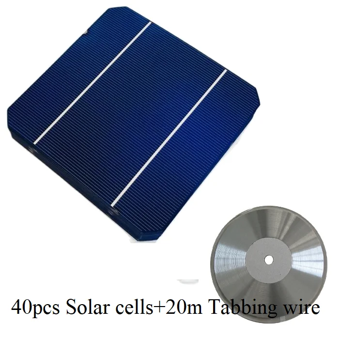 

Diy solar panel kits 40pcs monocrystalline solar cells high efficiency with enough tabbing wire and Busbar wire