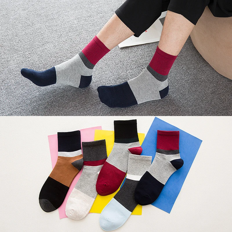 

5 Pairs Men Socks Cotton Street Long Sock For Men Fashion Casual Hip Hop Cotton Skateboard Short Male Sock