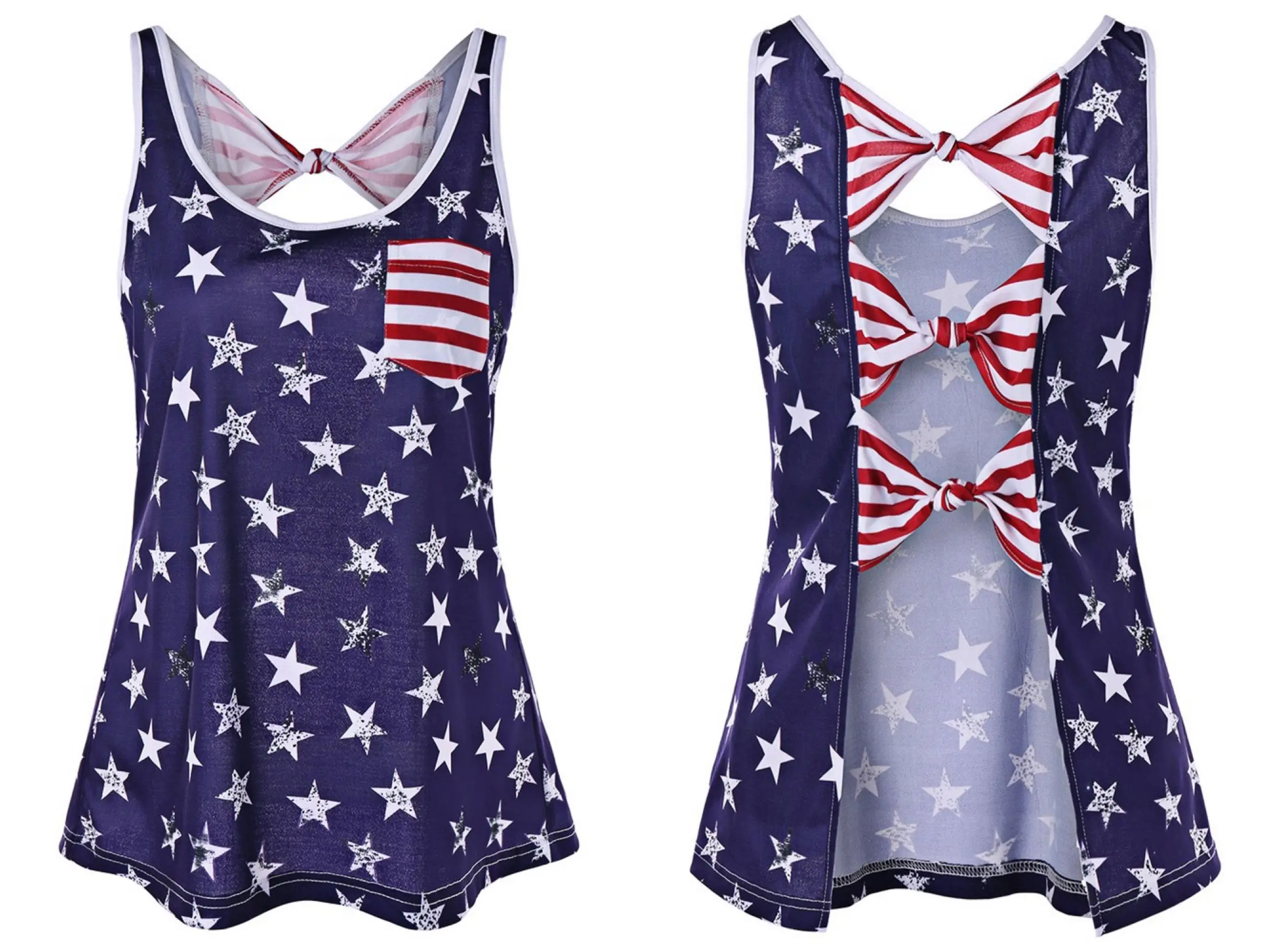 

European and American Spring and Summer Women's Printed Halter Bow Sleeveless Vest T-Shirt