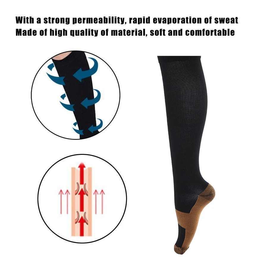 3 пары медных компрессионных носков с защитой от усталости для спорта на открытом