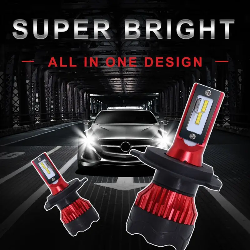

H1 H4 H7 LED Car Headlight Kit CSP Chip 55W 6000LM LED High / Low Headlight