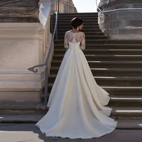 moonlightshadow elegant wedding dresses a line v neck full sleeves zipper appliques gorgeous bridal gown vestido de novia