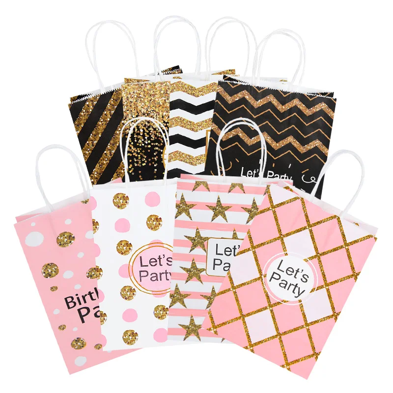 10pcs Printed Gift Bags Happy Birthday Plastic Candy Bag Child Boy Girl Kids Birthday Party Baby Shower Favors Supplies Decor