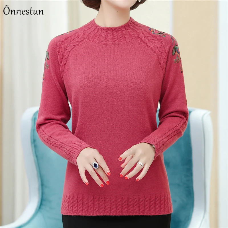 

O Neck Sweater Women New Autumn Spring Pullover Long Sleeve Top Femme Women Clothing Embroidery Sweaters For Women