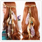 Богемный головной убор из белого Павлиньего пера, украшения для волос, аксессуары для волос