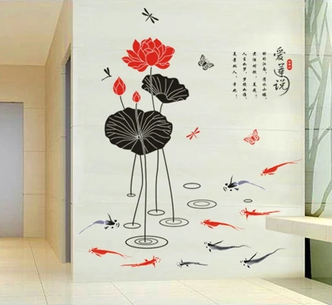 

setting painting Can Remove The Sitting Room The Bedroom Setting Ink Painting Lotus Decoration Can Remove 2020