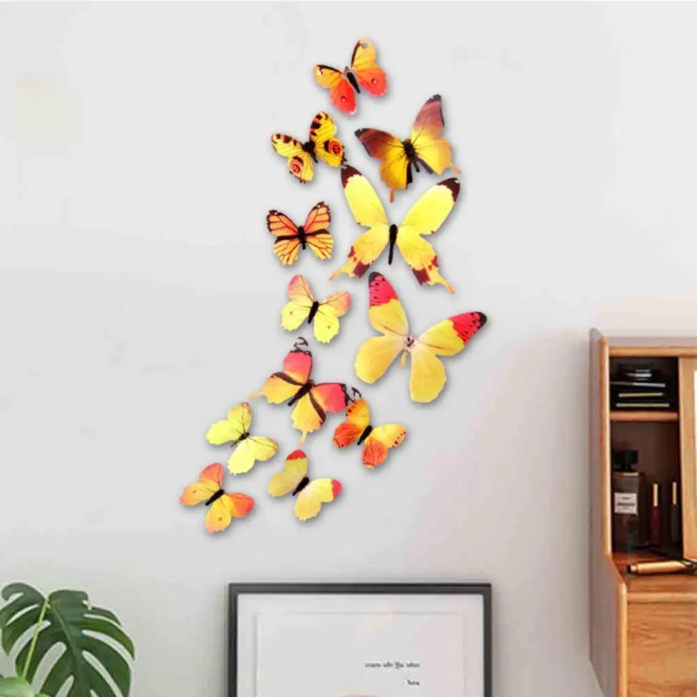 12 шт./компл. наклейки на стену с бабочка полые ПВХ обои для дома номеров Наклейки