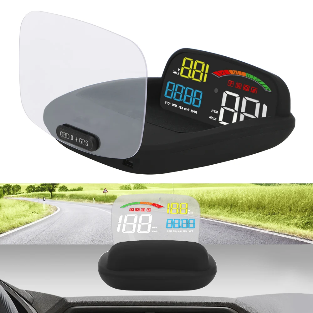 Об/мин Напряжение Универсальный C800 OBD2 + HUD авто детектор зеркало головой вверх
