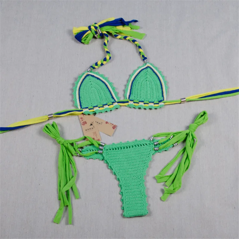 Бразильское хлопковое микро бикини сексуальные женские вязаные купальники