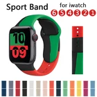 Ремешок силиконовый спортивный для Apple Watch 6 5 4 3 2 se, браслет для наручных часов 38 мм 42 мм Iwatch 4 44 мм 40 мм, аксессуары для часов