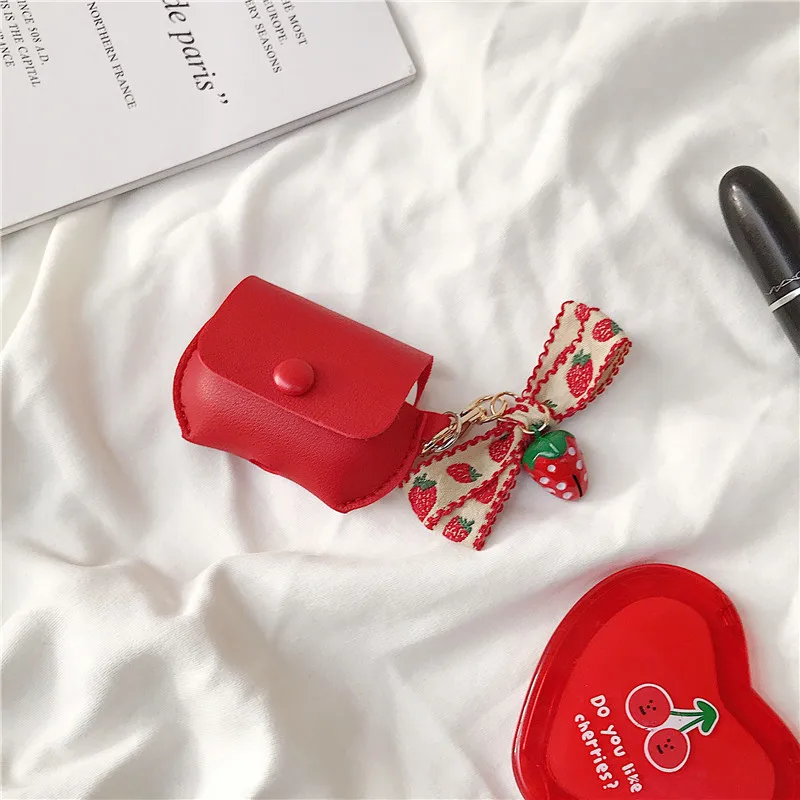 Чехол с клубничным тостом для Airpods Pro Кожаный чехол с Bluetooth для наушников Airpod 1 2 3 милый защитный чехол с брелком