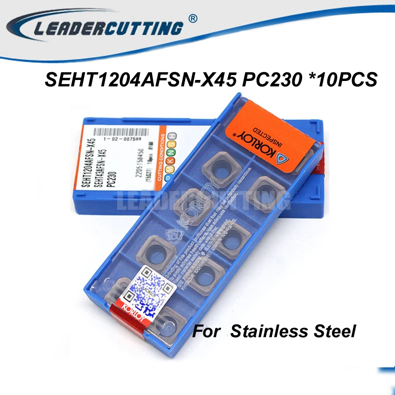 SEHT1204AFSN X45 PC230 * 10 шт Korloy фрезерные Вставки для фрезерного резака KM12 SEHT1204 лезвия