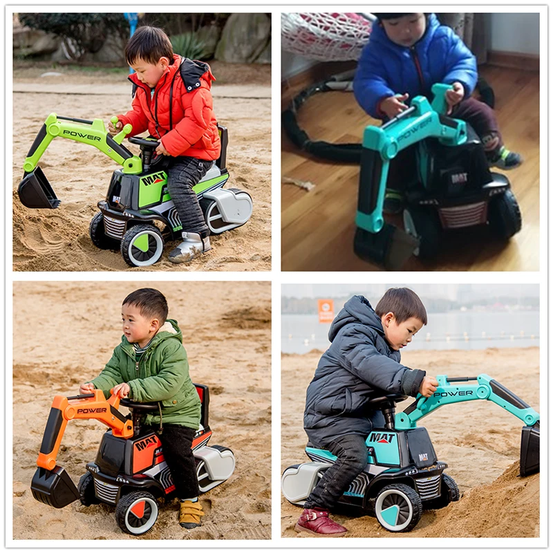 

Infant Shining Child Excavator Ride on Toy Baby Car Balance Car Engineering Vehicle with LED Light Large Gift Suit for 1-5Y Baby