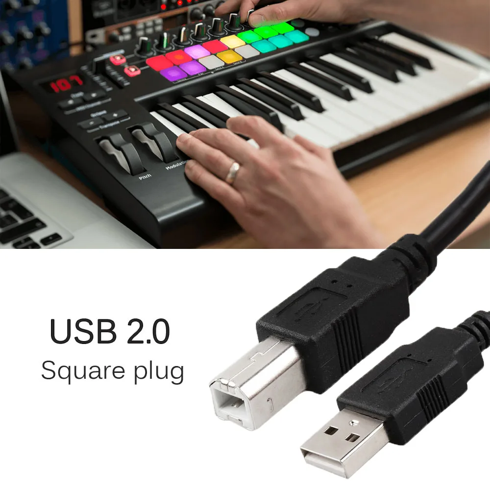 Черная музыкальная клавиатура Разъемы USB 2,0 кабель посеребренный для Novation LaunchKey 61 49 25 клавишная клавиатура компактный MIDI контроллер