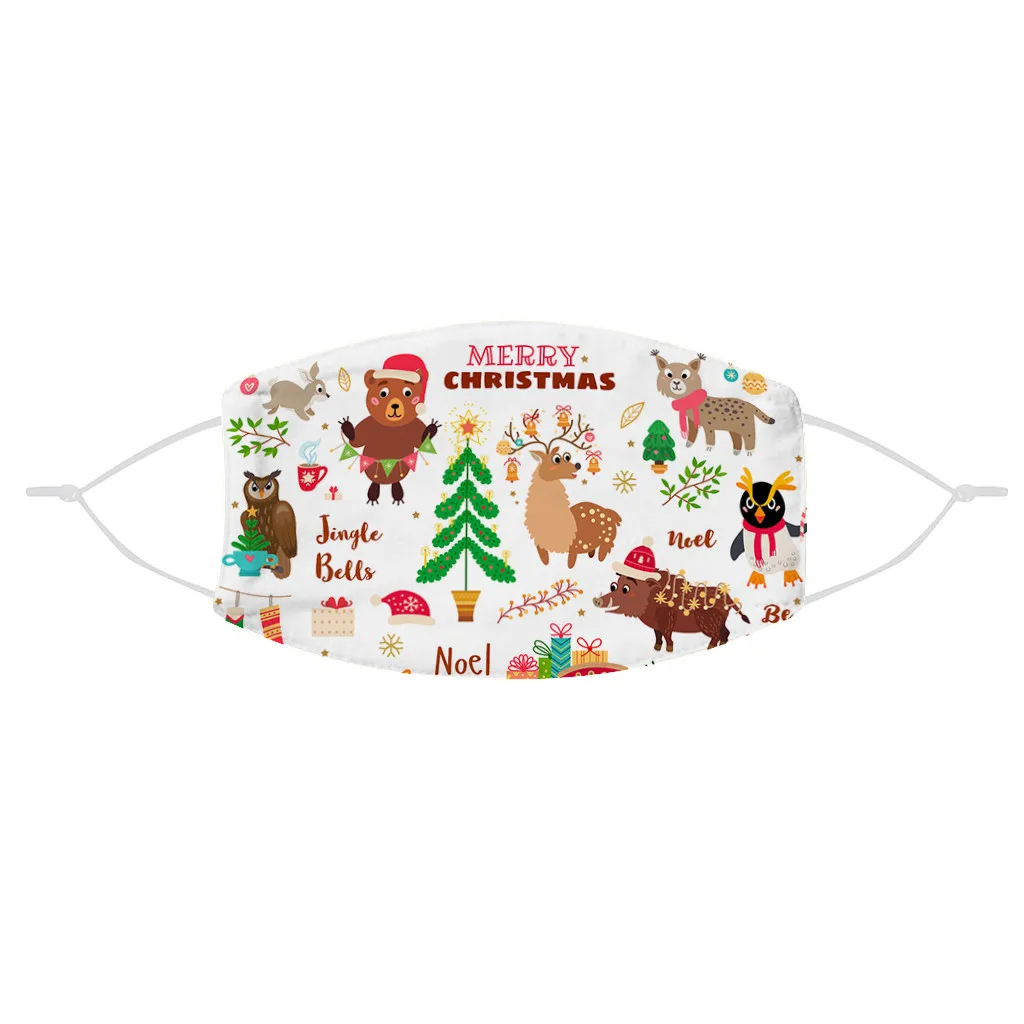 

5PCS Children's Christmas Cute Funny Animal Printed Mask Kids Washed And Reused Face Mask For Boys And Girls funda mascarilla