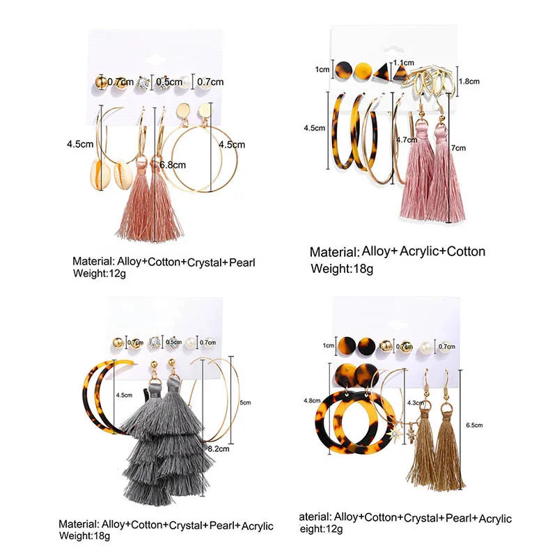 

Fashion CottonTassel Pendant Earrings For Women Multi Colors Styles Alloy Crystal Feather Earrings For Women Jewelry Gift