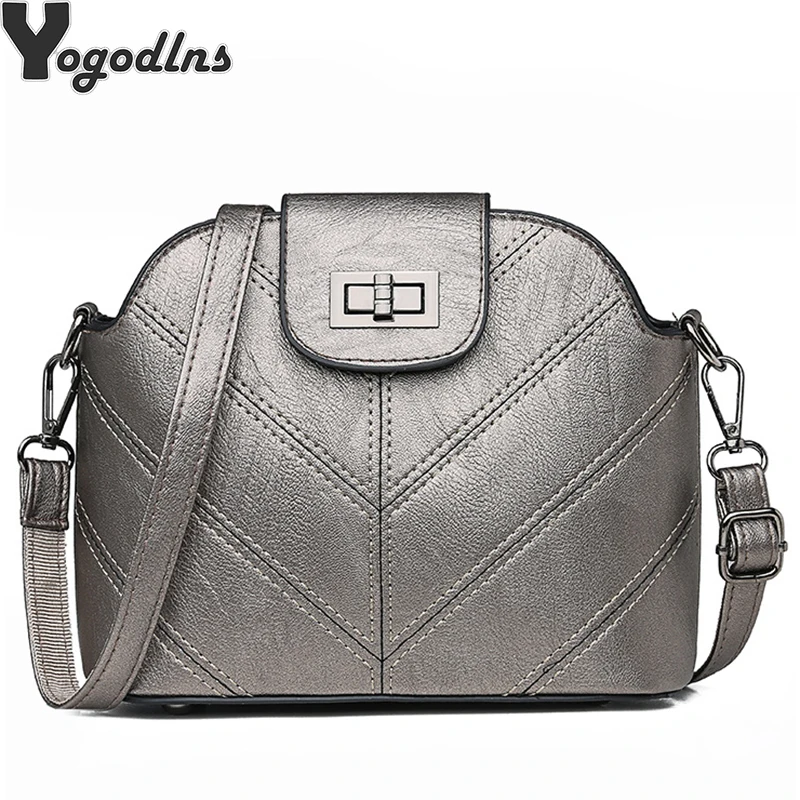 2021 Новая Винтажная Повседневная сумка с замком из искусственной кожи женская на