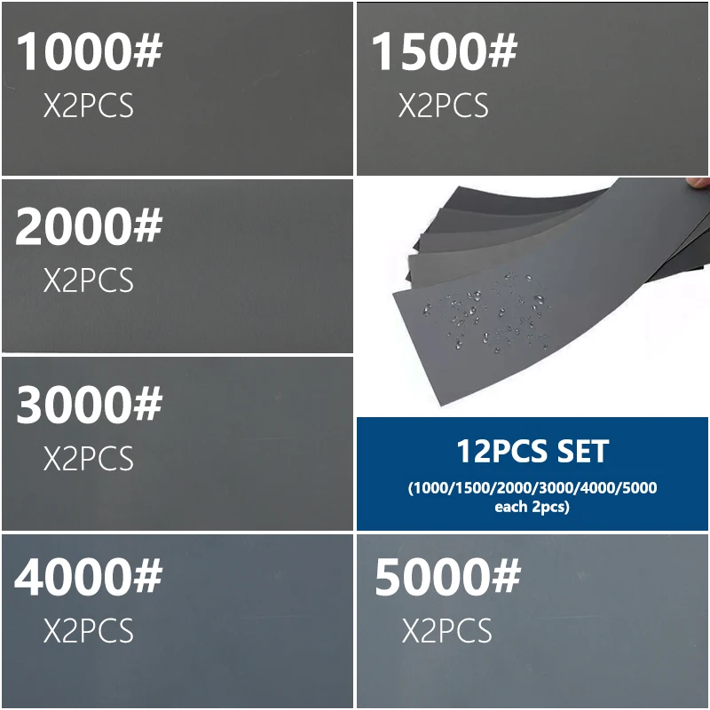 

XCAN Шлифовальная бумага 12 шт., 1000-5000 зернистость