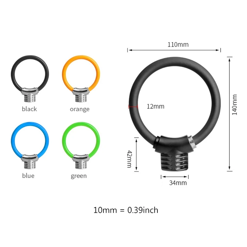 

Mini Bicycle Lock MTB Road Bike Anti Theft Lock 12mm Steel Cable Ring Shape Lock