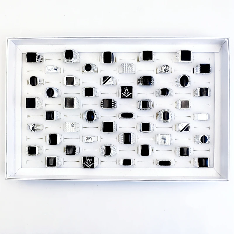 50 шт. / Партия винтажное готическое кольцо с черной глазурью квадратное для