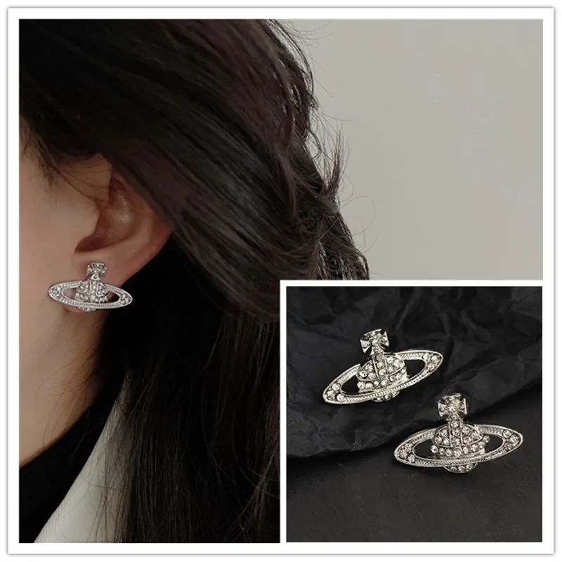 

2022 Trend Crystal Planet Stud Earrings For Women Fashion Hip Hop Creative Zircon Star Earring Female Accessories Jewelry Gift