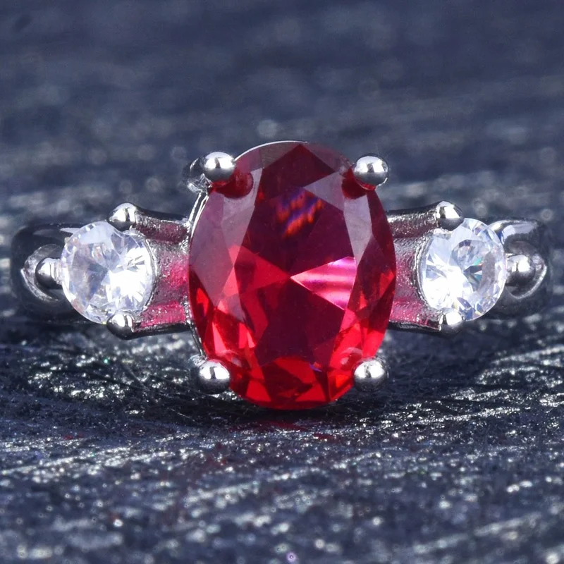 

Vintage 925 Silver Sapphire Pigeon Blood Red Open Ring Party Gift Jewelry Ring Wholesale