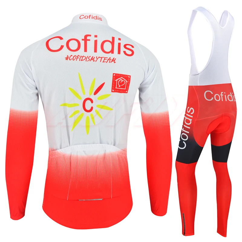 Спортивный костюм Cofidis теплая флисовая футболка для велоспорта белая и красная