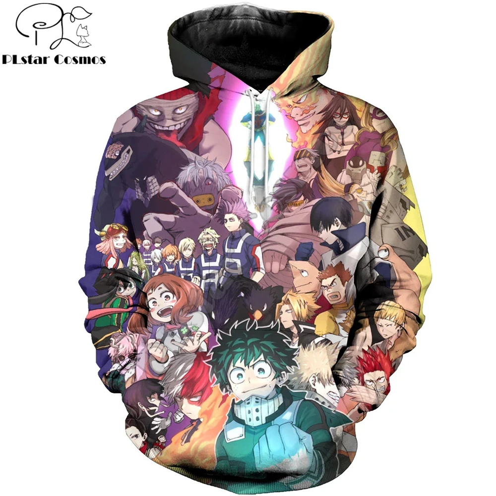 С героями из мультфильма Мой герой со всеми 3D печатных Мужская Толстовка Harajuku