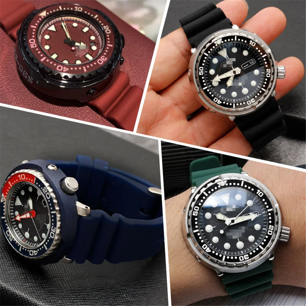 Ремешок силиконовый для часов Seiko спортивный водонепроницаемый браслет дайвинга