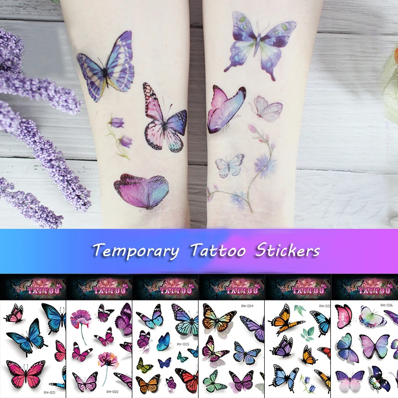 

1 штук Временные татуировки Стикеры s Водонепроницаемый Arm для боди-арта Стикеры одноразовые бабочка временные искусственные татуировки Ст...