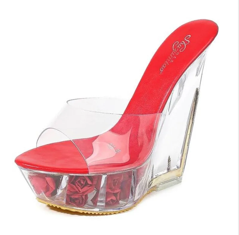 Женские туфли на высоком каблуке летние прозрачные свадебные с кристаллами 14 см