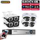 H.265 8CH 4K POE NVR система видеонаблюдения, водонепроницаемая 8MP наружная купольная IP-камера с дистанционным просмотром звука, комплект видеонаблюдения