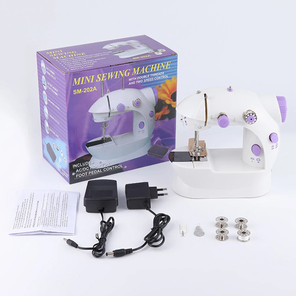 Mini Electric Handheld Sewing Machine Dual Speed Adjustment with Light Foot AC100-240V Double Threads Pendal Apr3 | Дом и сад