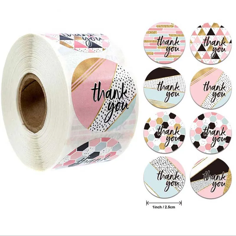 

Круглые этикетки ручной работы «спасибо», наклейки для упаковки, 500 шт./рулон, печать, Свадебная подарочная открытка, деловое украшение, канц...