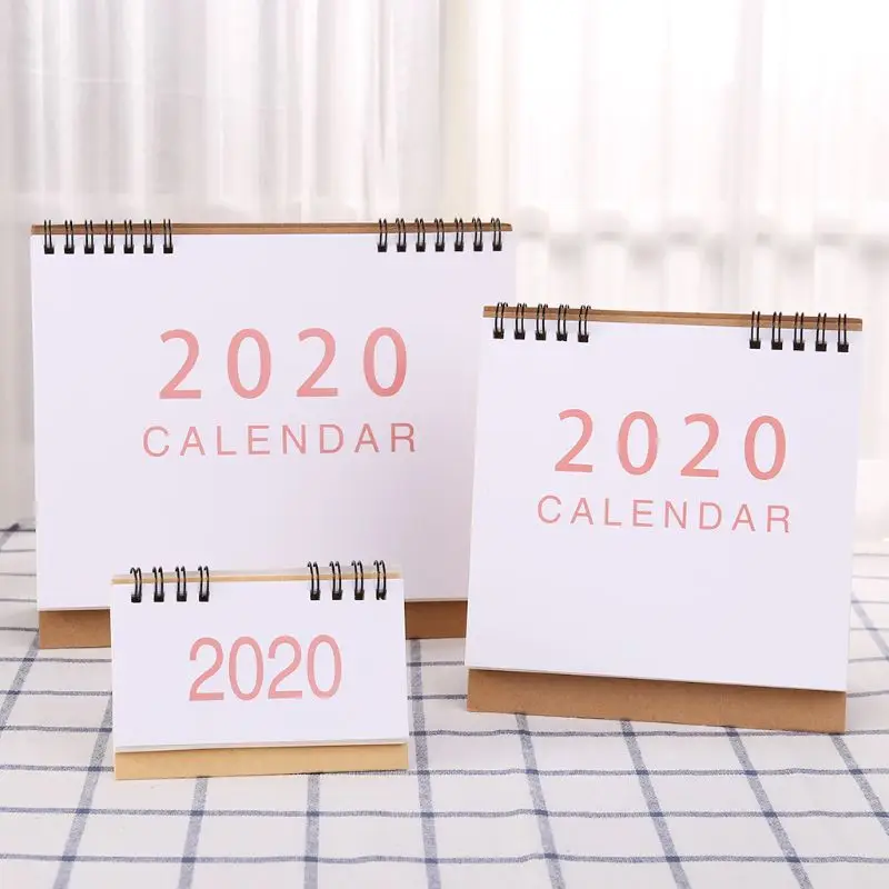 Простой Настольный стоячий бумажный Органайзер 2020 с двойной катушкой календарь