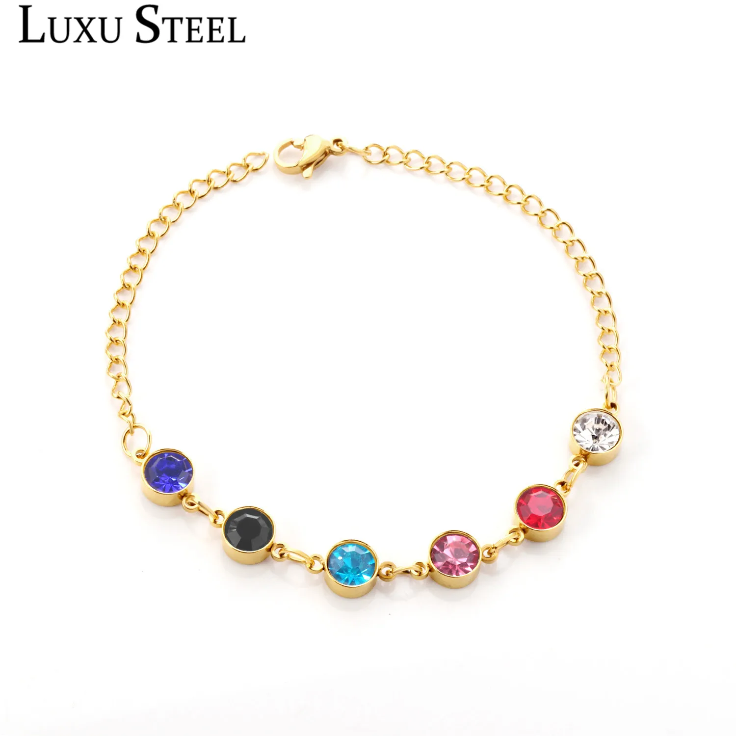 LUXUSTEEL высокое качество красочный камень свадебный браслет нержавеющая сталь