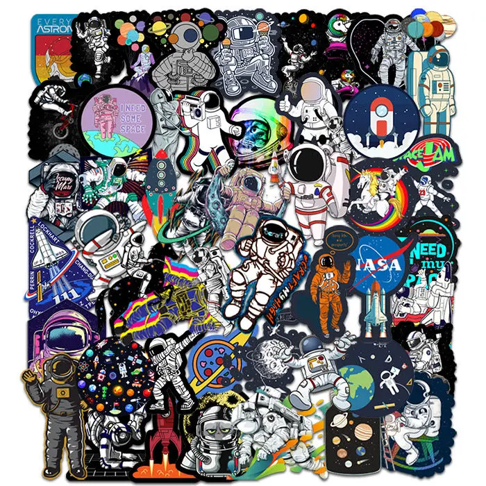 

100 астронавт граффити Водонепроницаемый наклейки, блокнот "Гитара" Тележка Чехол Декоративные наклейки Ins наклейки