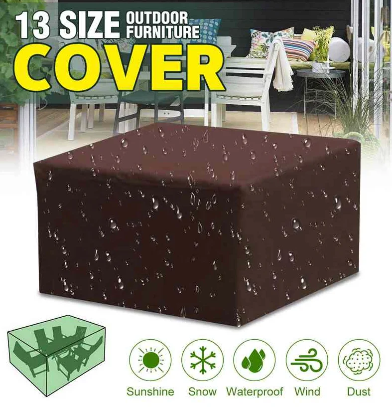 210D Brown Waterproof Outdoor Patio Garden Furniture Covers Chair covers Rain Snow Sofa Table Chair Dust Proof Cover images - 6