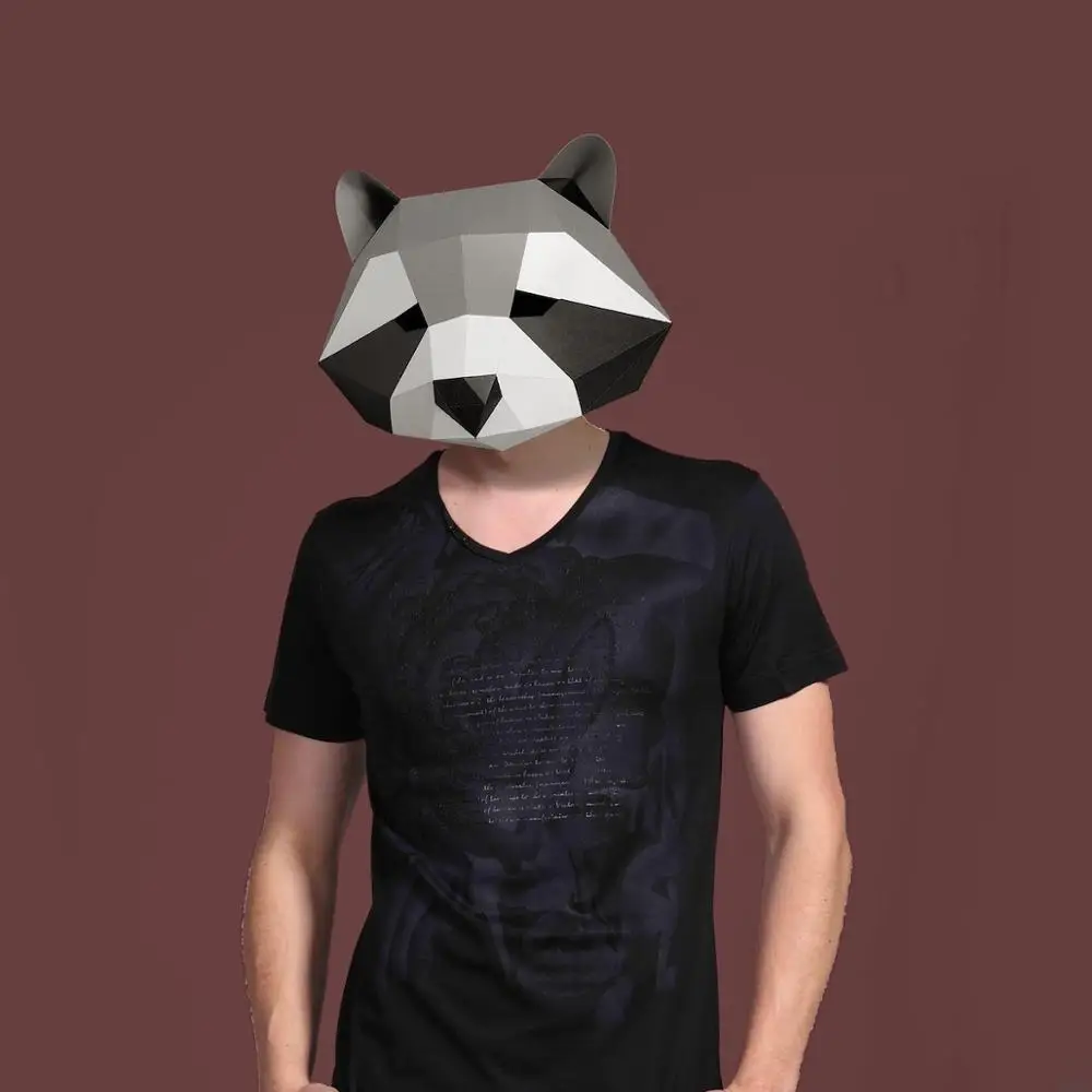 3D Бумажная Маска модный костюм животного из енота для косплея сделай сам