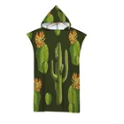 Банное полотенце из микрофибры с капюшоном и принтом кактуса, летнее пляжное полотенце для смены мантии, пончо для серфинга, пляжная одежда для плавания, летучая мышь