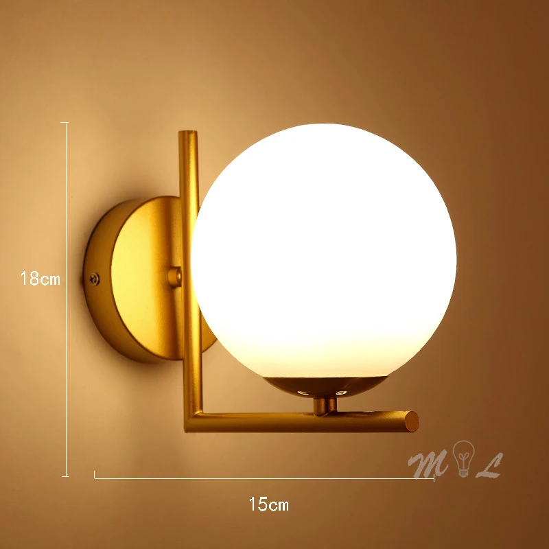 Modern crystal ball wall + gold lamp bulb LED bedroom living room luminous mirror decoration | Освещение